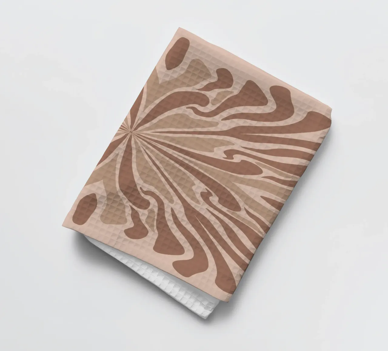 Abstract psychedelic symmetrical petals mocha mousse tea towel by Wackapacka