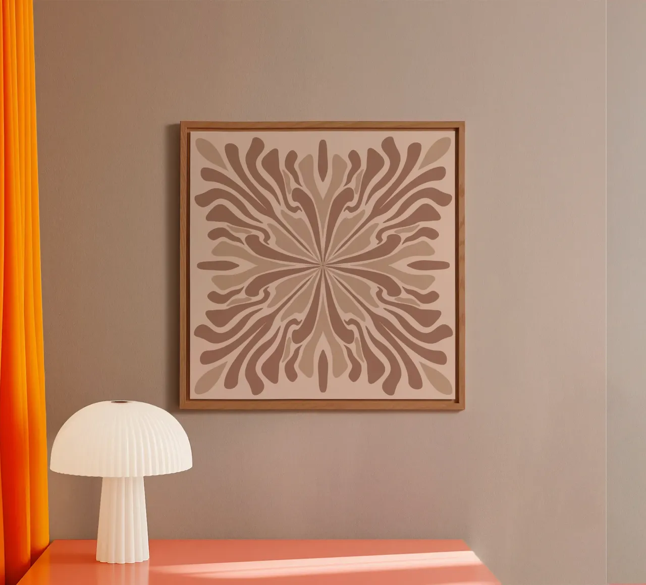Abstract psychedelic symmetrical petals mocha mousse alu-dibond by Wackapacka