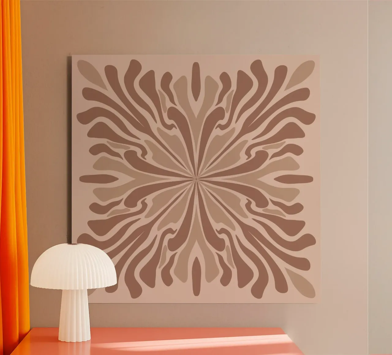 Abstract psychedelic symmetrical petals mocha mousse alu-dibond by Wackapacka