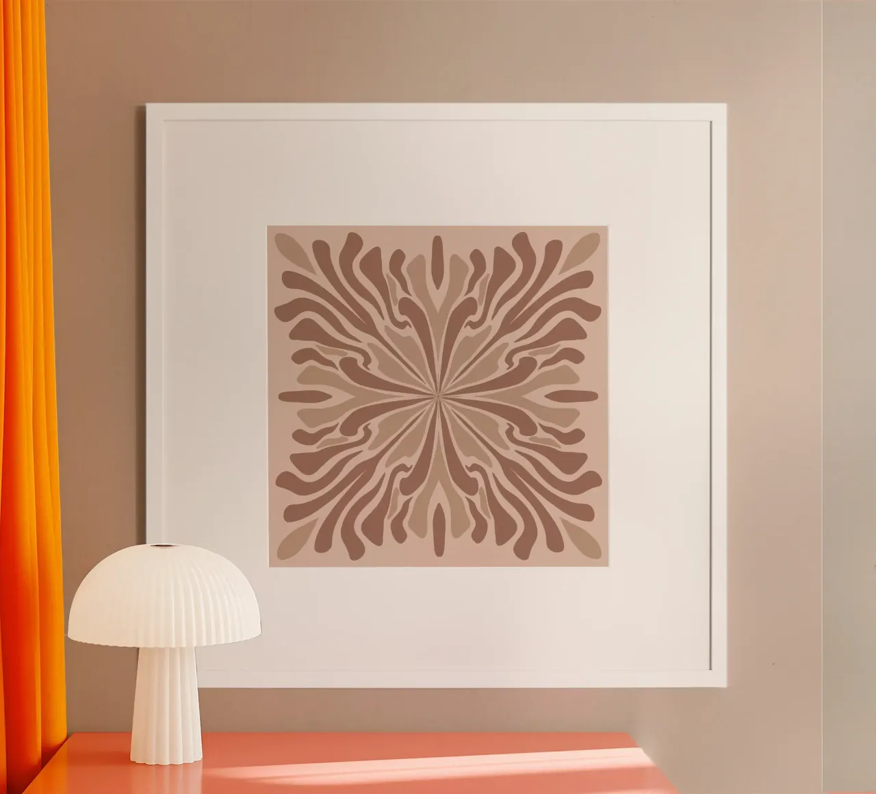 Abstrakte psychedelische symmetrische Blütenblätter Mokka-Mousse Poster von Wackapacka