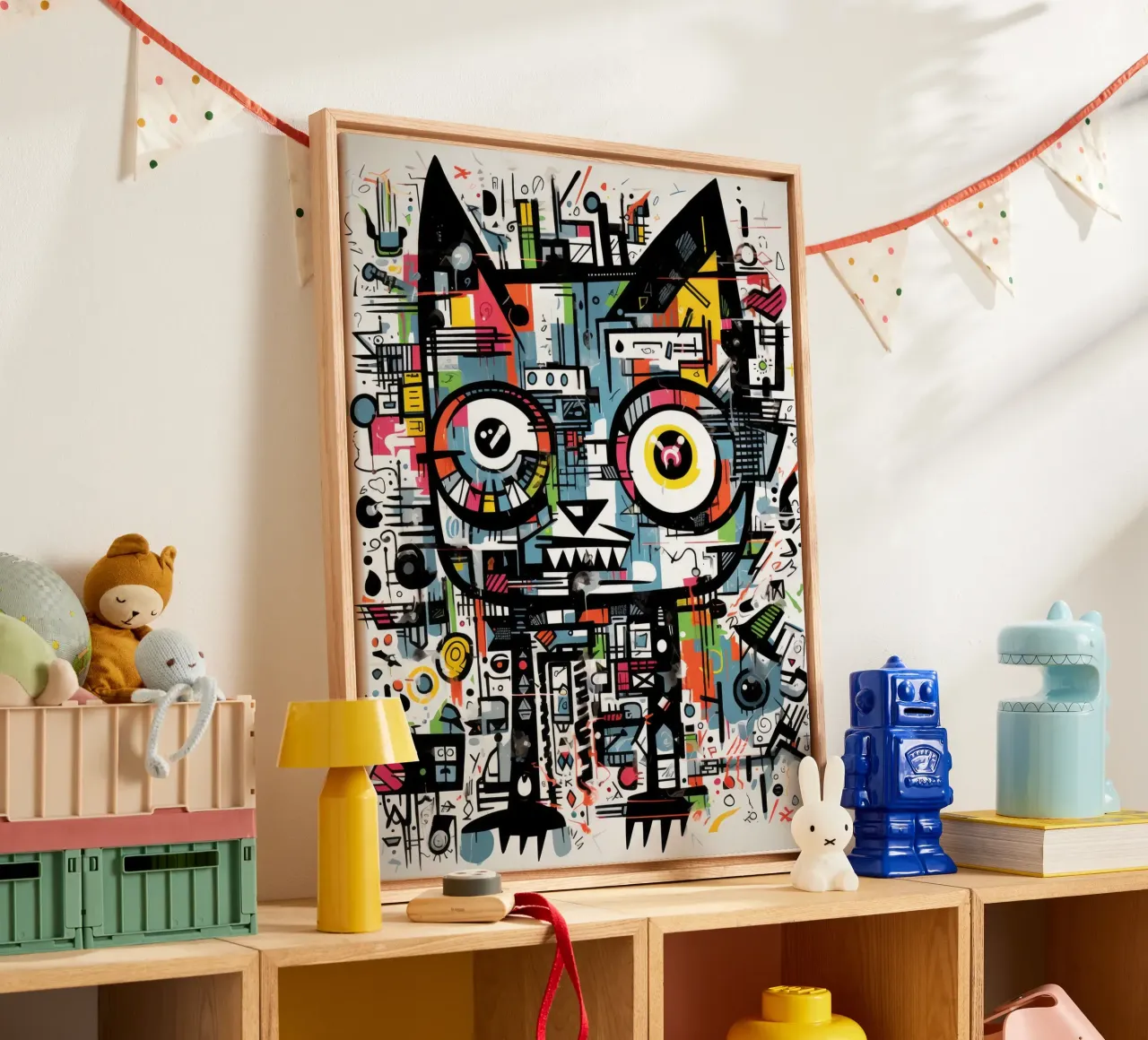 graffiti dieren canvas met Baklijst van Art Digital Visuel
