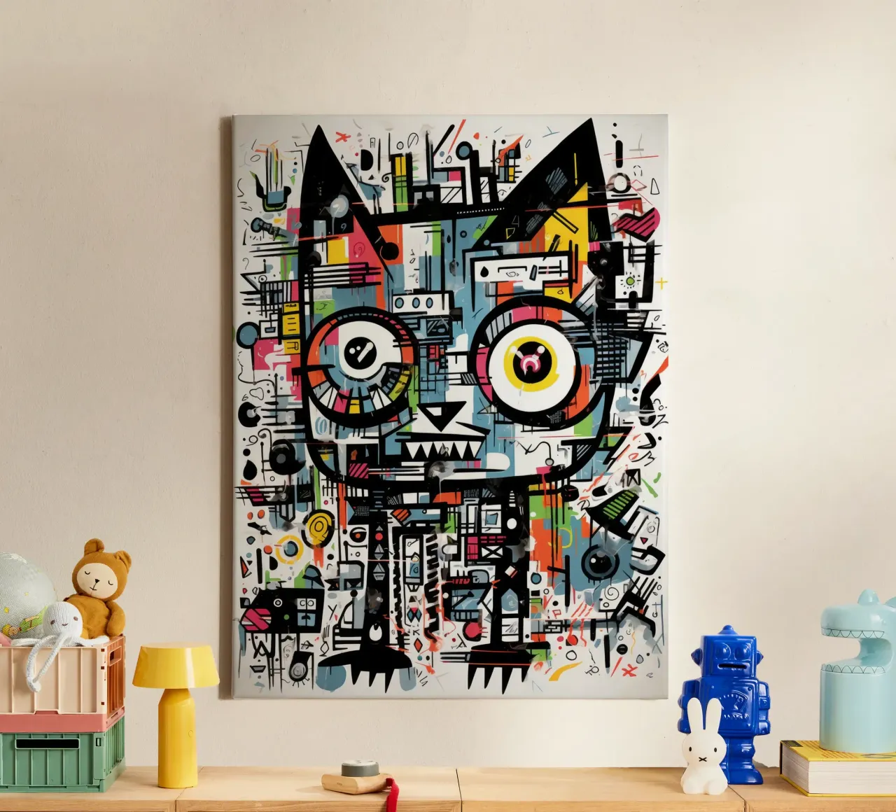 graffiti dieren canvas met Baklijst van Art Digital Visuel
