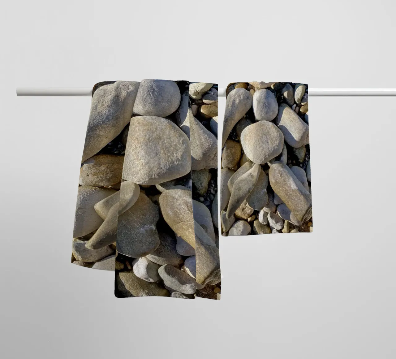 Pebbles by the lake towel by Art Studio by Iris