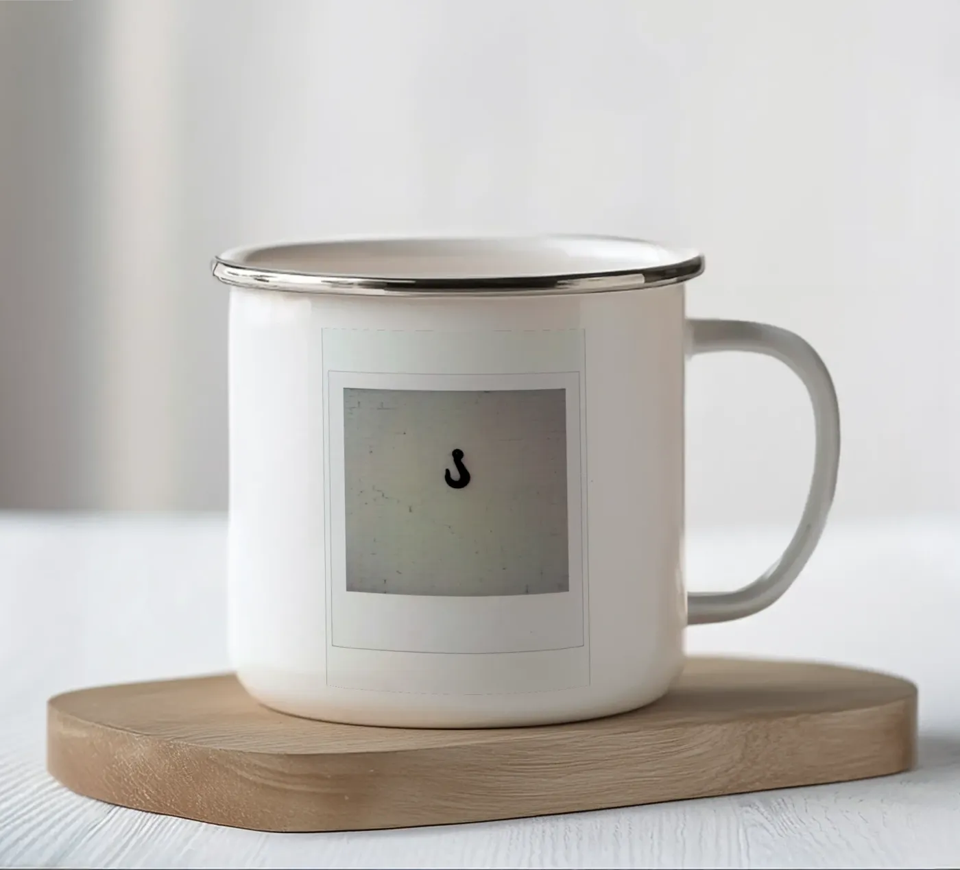 Hook enamel mug by Lou Garoup