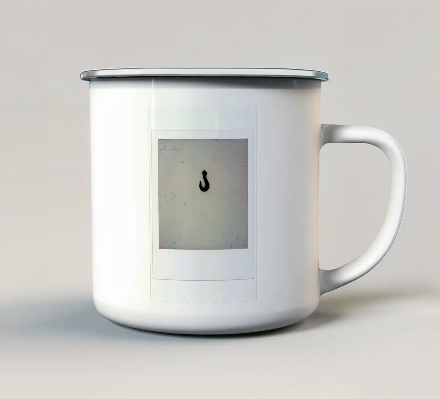 Hook enamel mug by Lou Garoup