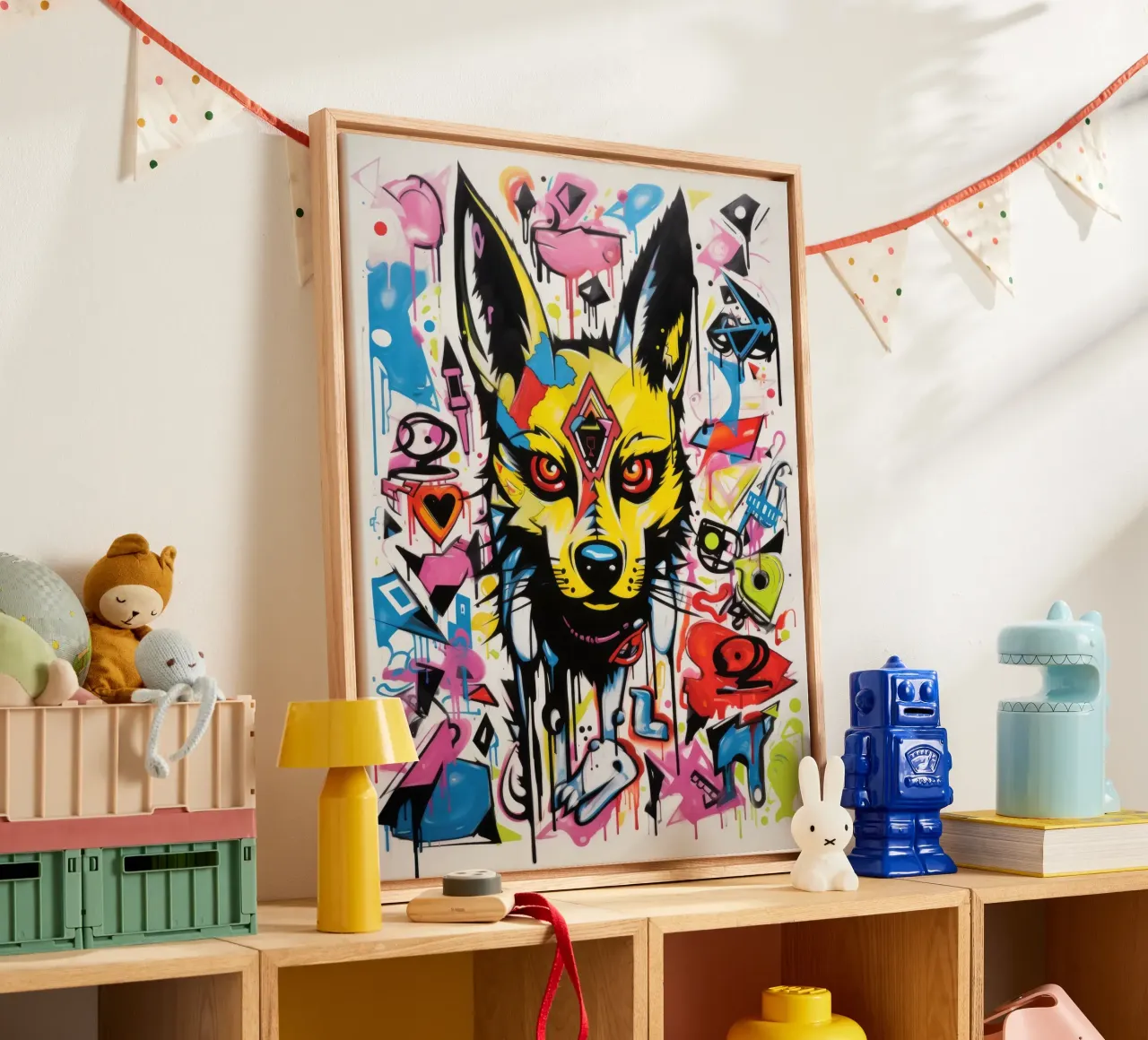 graffiti dieren canvas met Baklijst van Art Digital Visuel