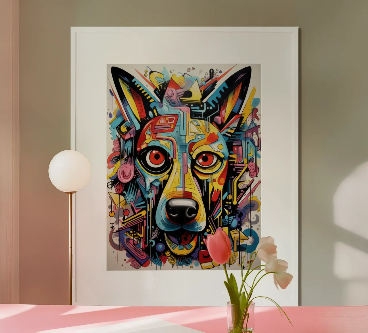 animali graffiti poster con telaio in legno da Art Digital Visuel