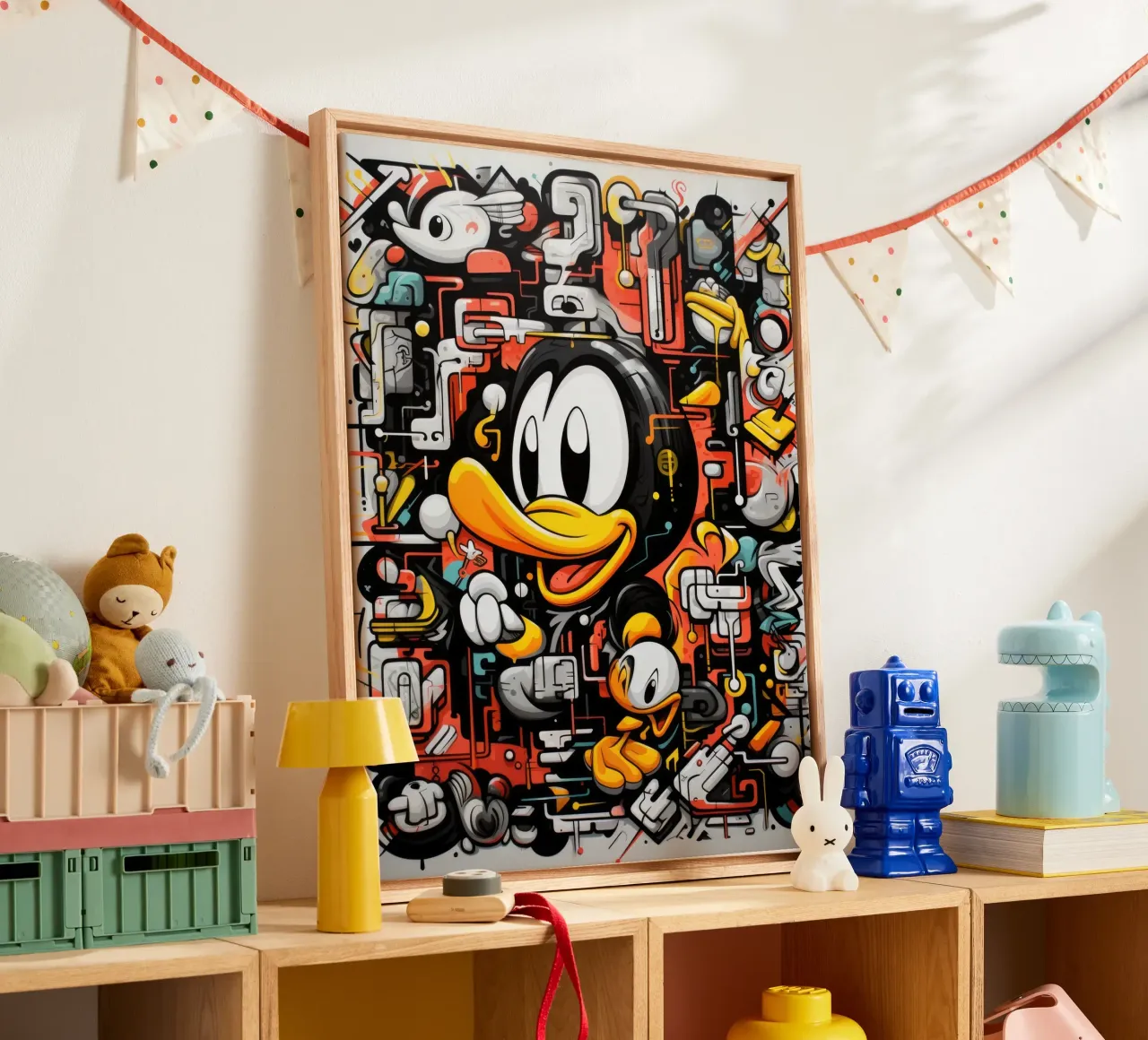 graffiti dieren canvas met Baklijst van Art Digital Visuel
