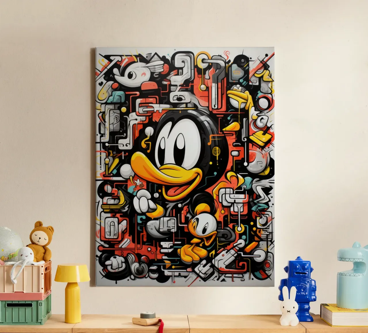 graffiti dieren canvas met Baklijst van Art Digital Visuel