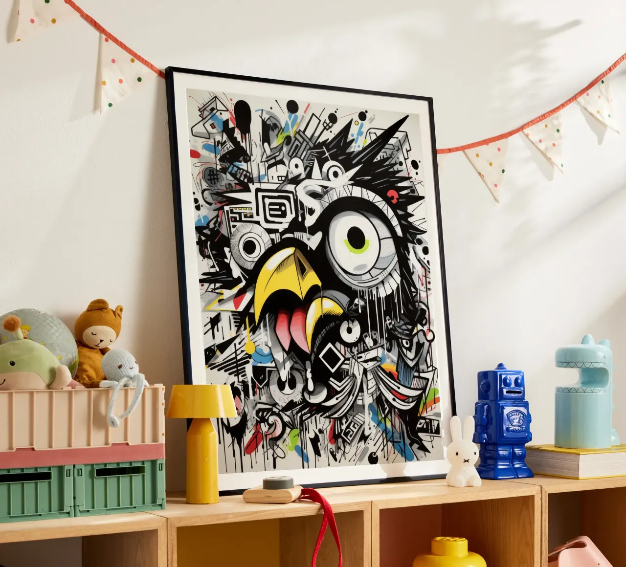 animali graffiti poster con telaio in legno da Art Digital Visuel