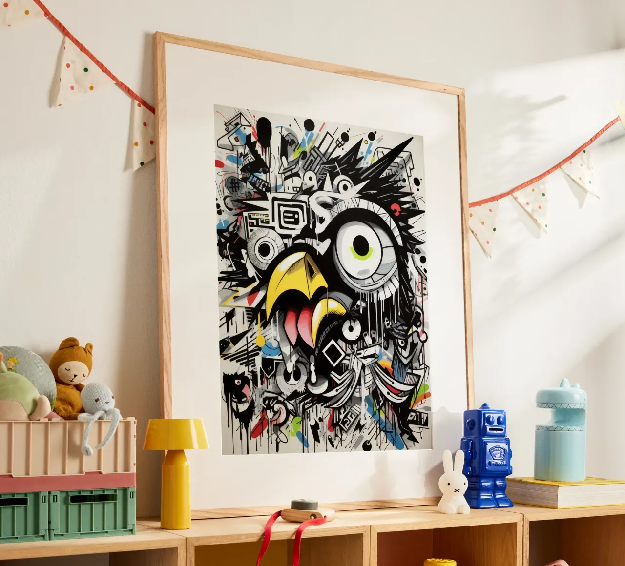 animali graffiti poster con telaio in legno da Art Digital Visuel