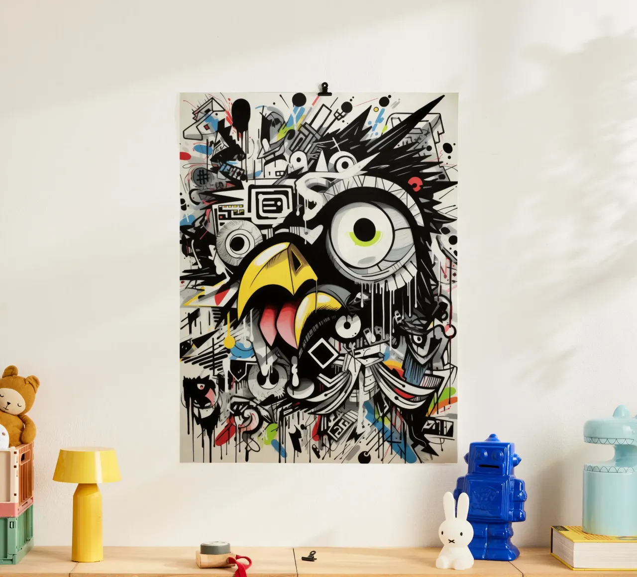 animali graffiti poster con telaio in legno da Art Digital Visuel