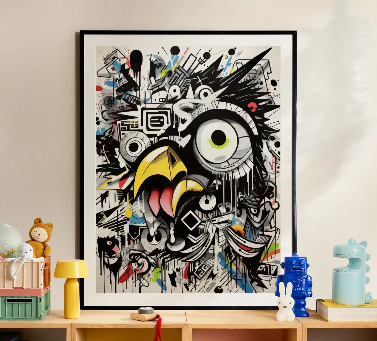 animali graffiti poster con telaio in legno da Art Digital Visuel