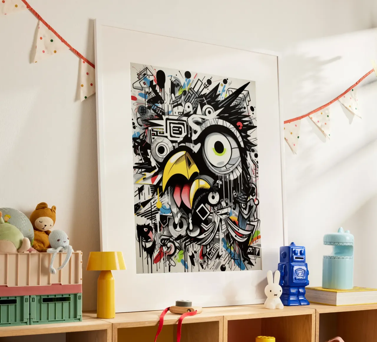 animali graffiti poster con telaio in legno da Art Digital Visuel