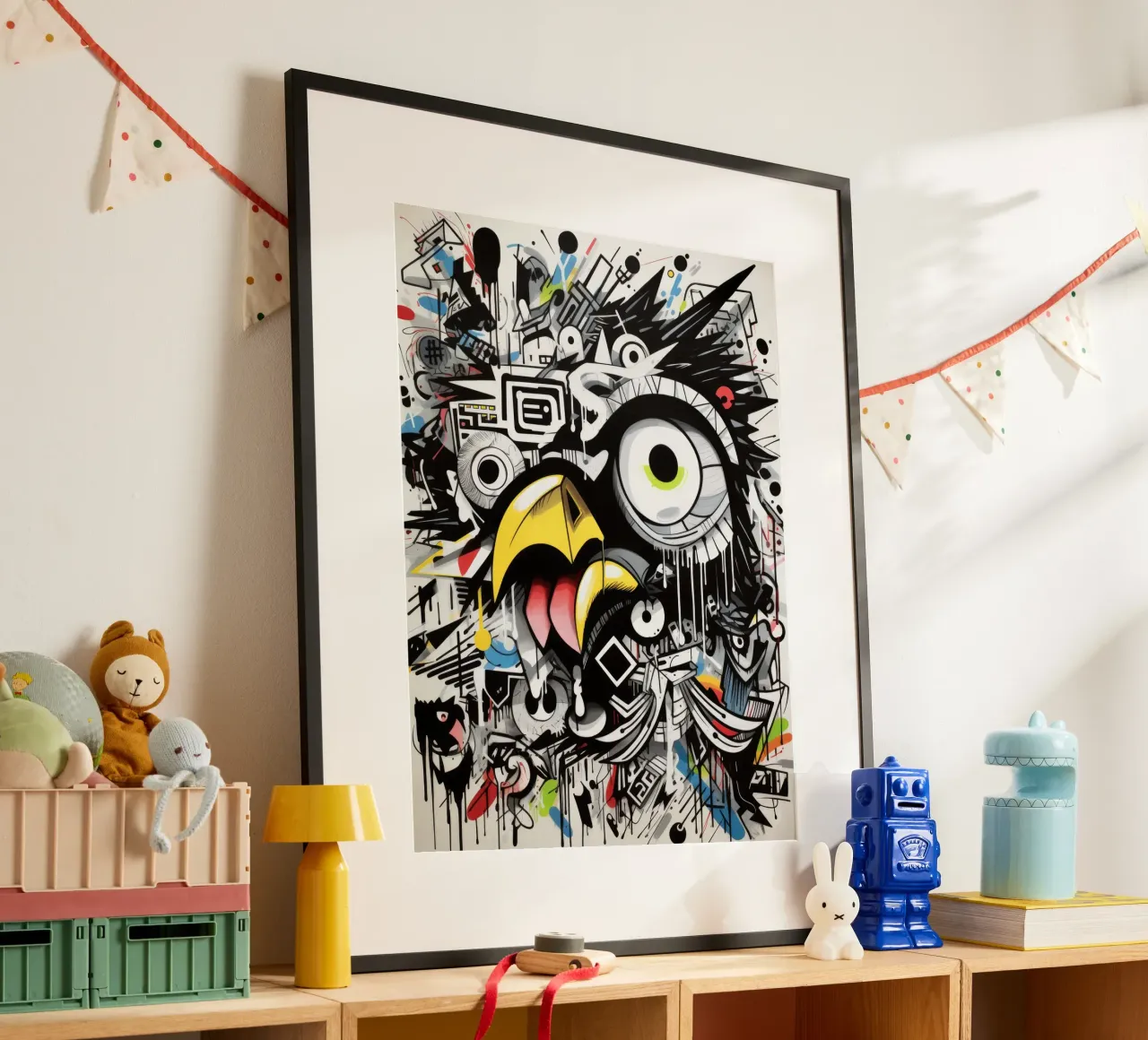 animali graffiti poster con telaio in legno da Art Digital Visuel