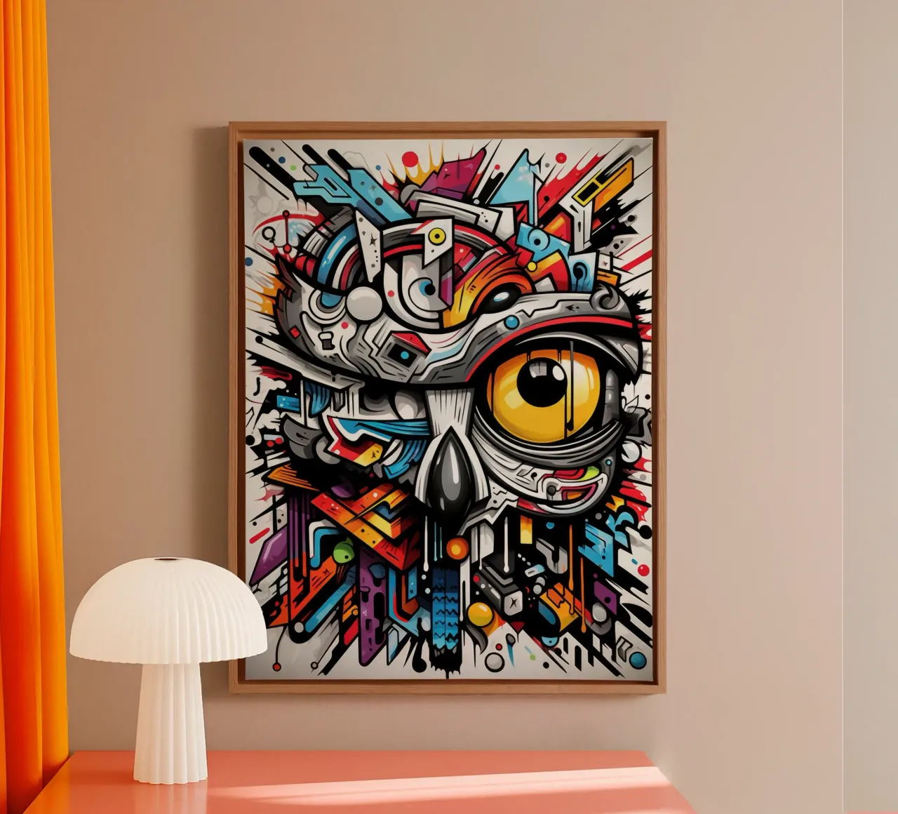 graffiti dieren canvas met Baklijst van Art Digital Visuel