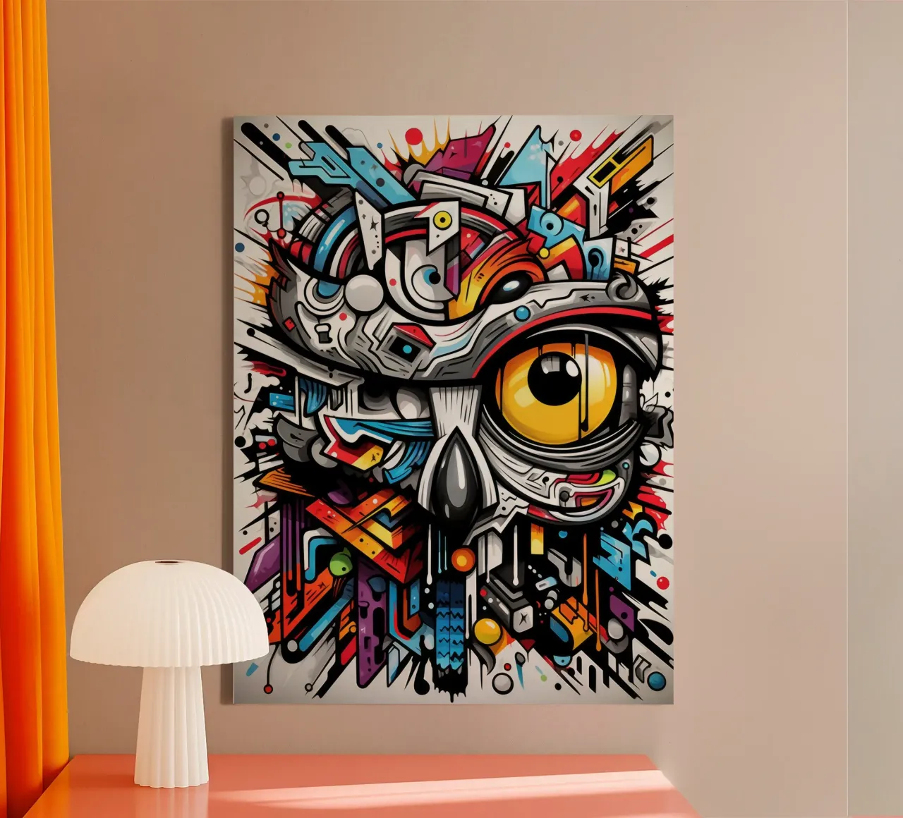 graffiti dieren canvas met Baklijst van Art Digital Visuel
