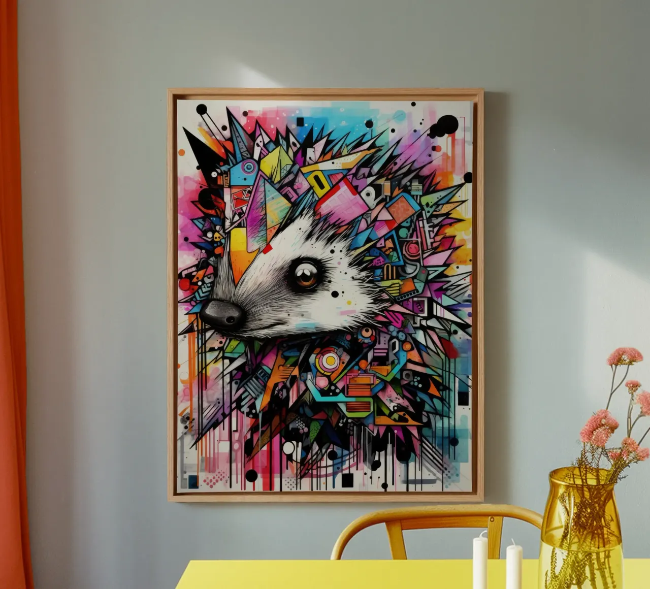 graffiti dieren canvas met Baklijst van Art Digital Visuel