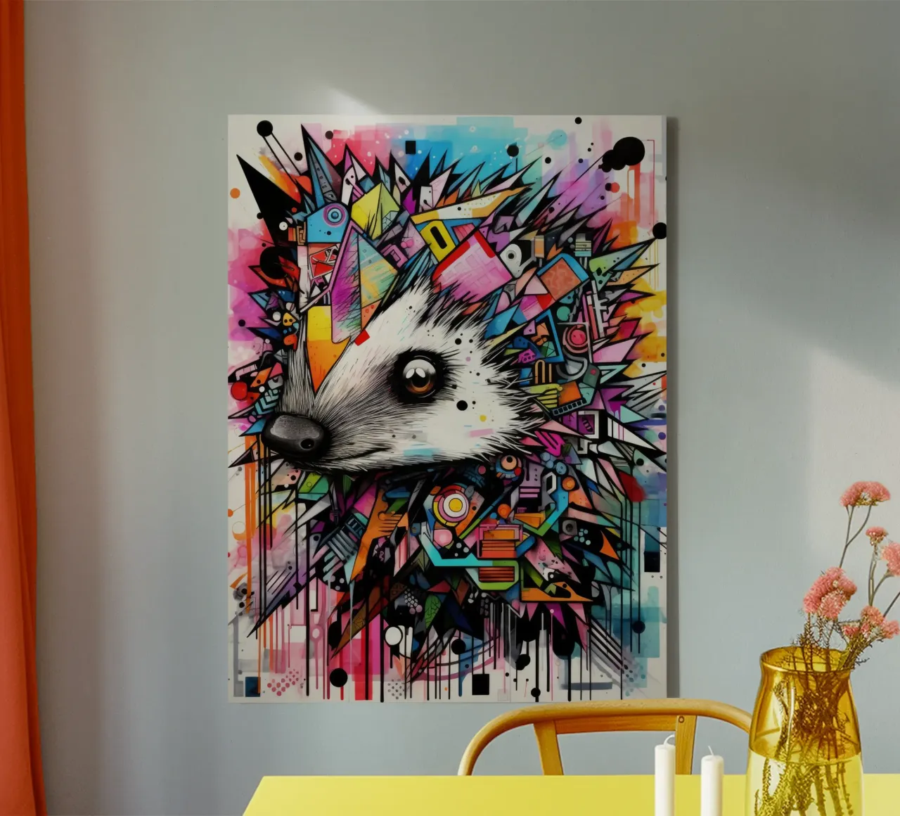 graffiti dieren canvas met Baklijst van Art Digital Visuel