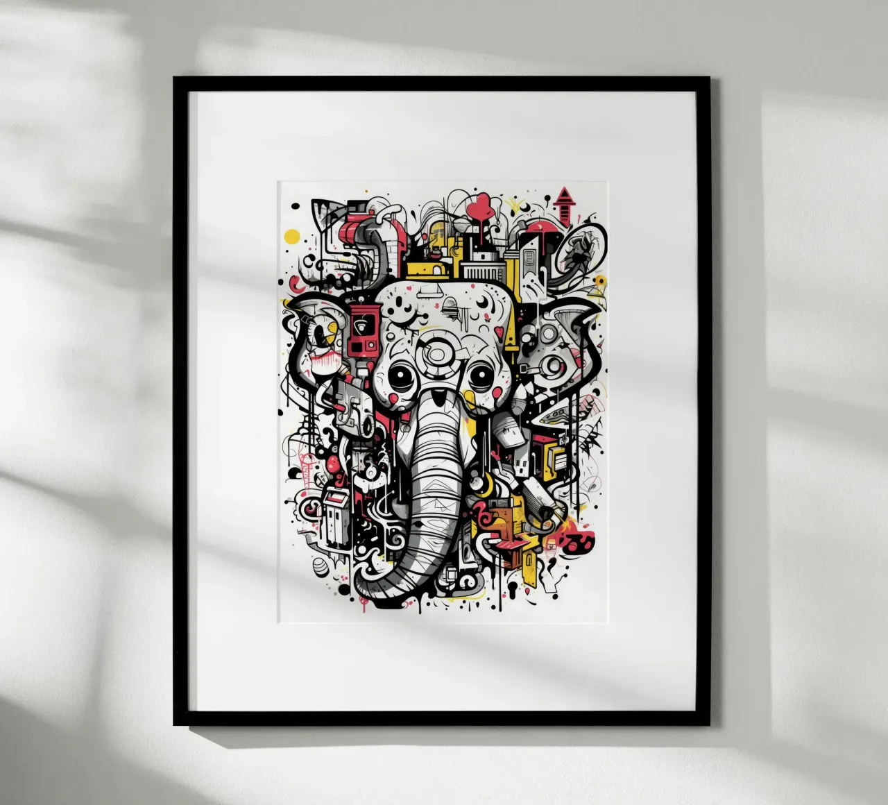 Graffiti-Tiere Poster mit Aluminium Rahmen von Art Digital Visuel