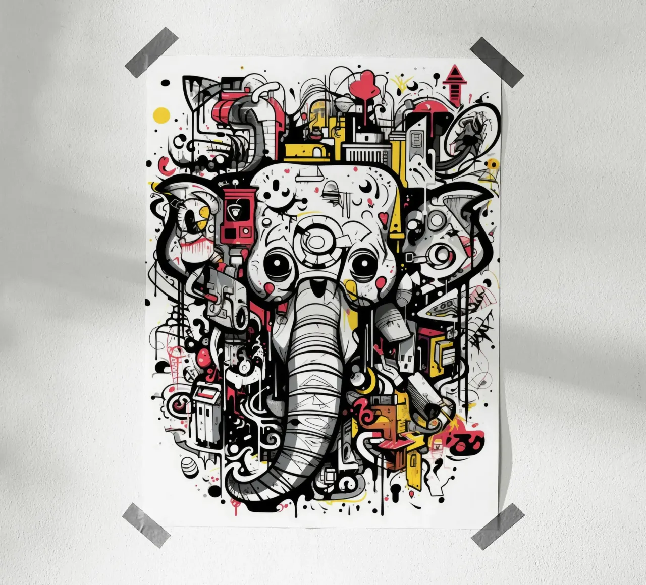 Graffiti-Tiere Poster mit Aluminium Rahmen von Art Digital Visuel