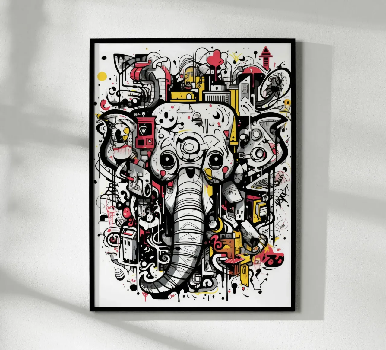 Graffiti-Tiere Poster mit Aluminium Rahmen von Art Digital Visuel