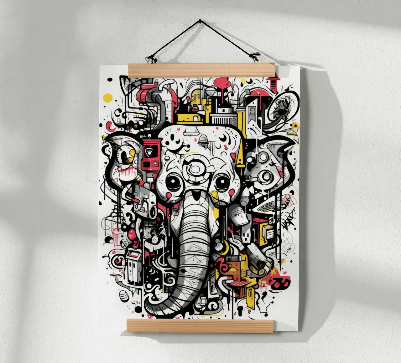Graffiti-Tiere Poster mit Aluminium Rahmen von Art Digital Visuel
