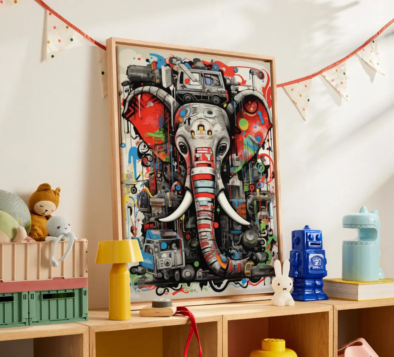 graffiti dieren canvas met Baklijst van Art Digital Visuel