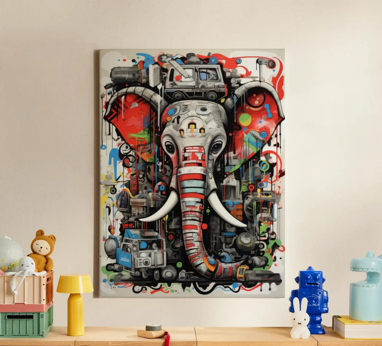 graffiti dieren canvas met Baklijst van Art Digital Visuel