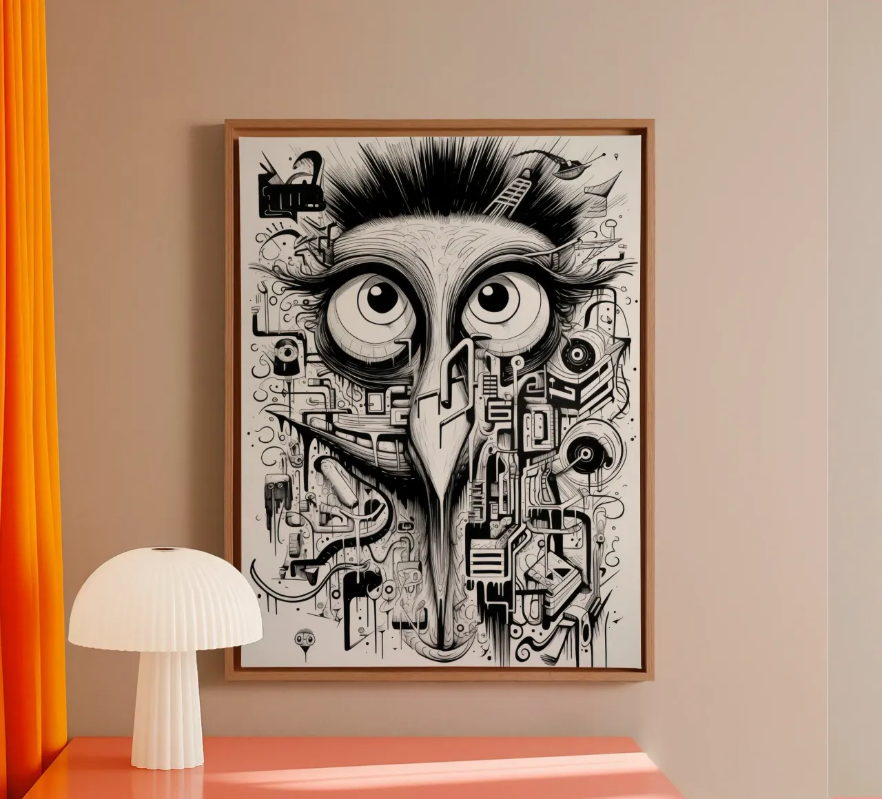 graffiti dieren canvas met Baklijst van Art Digital Visuel