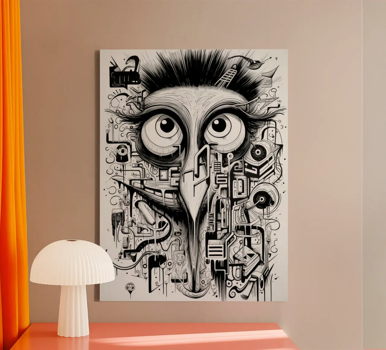 graffiti dieren canvas met Baklijst van Art Digital Visuel
