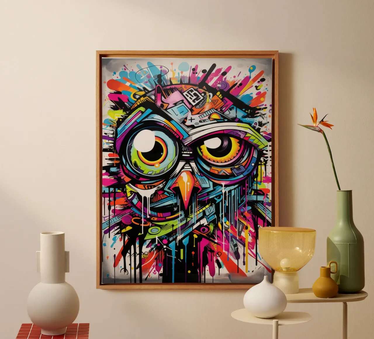 graffiti dieren canvas met Baklijst van Art Digital Visuel