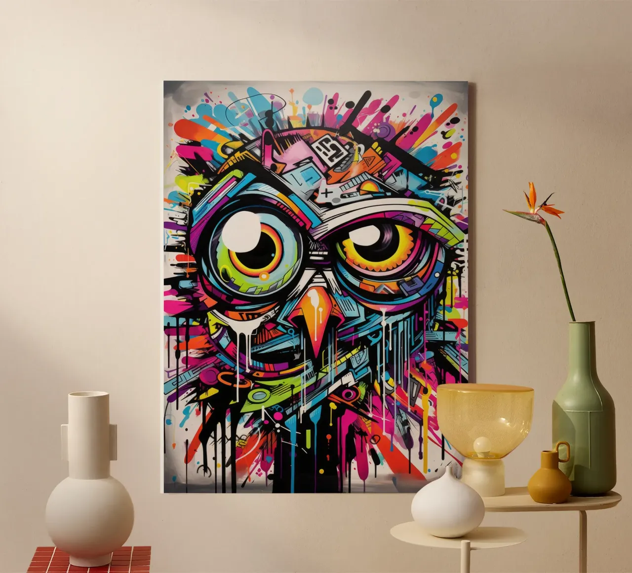 graffiti dieren canvas met Baklijst van Art Digital Visuel