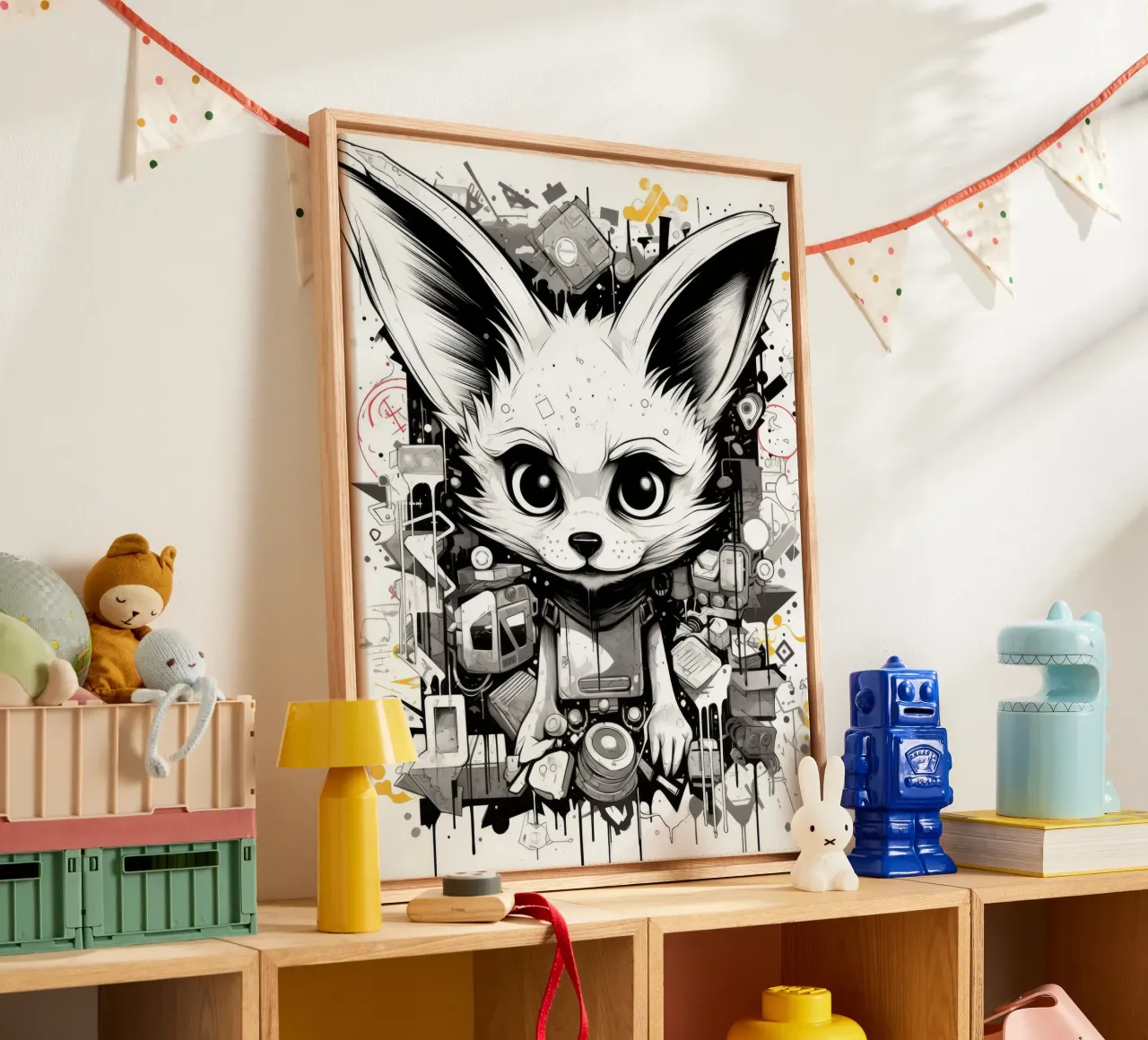graffiti dieren canvas met Baklijst van Art Digital Visuel