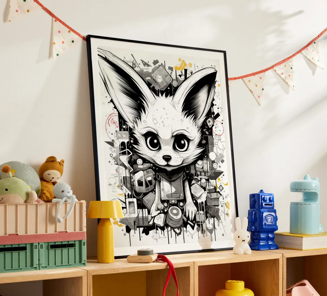 animali graffiti poster con telaio in legno da Art Digital Visuel