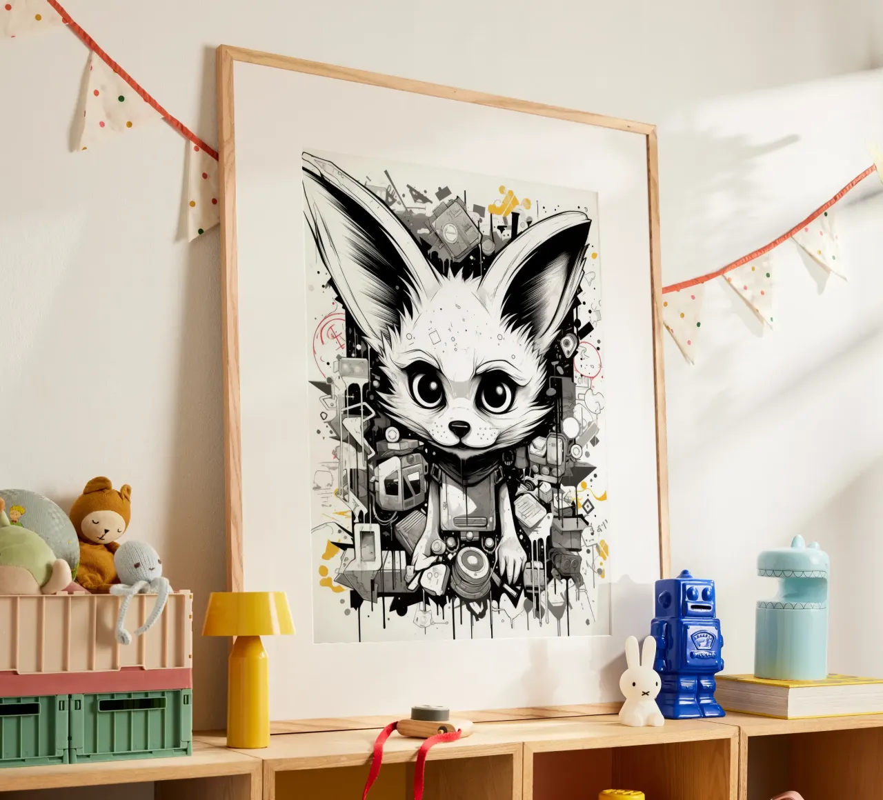 animali graffiti poster con telaio in legno da Art Digital Visuel