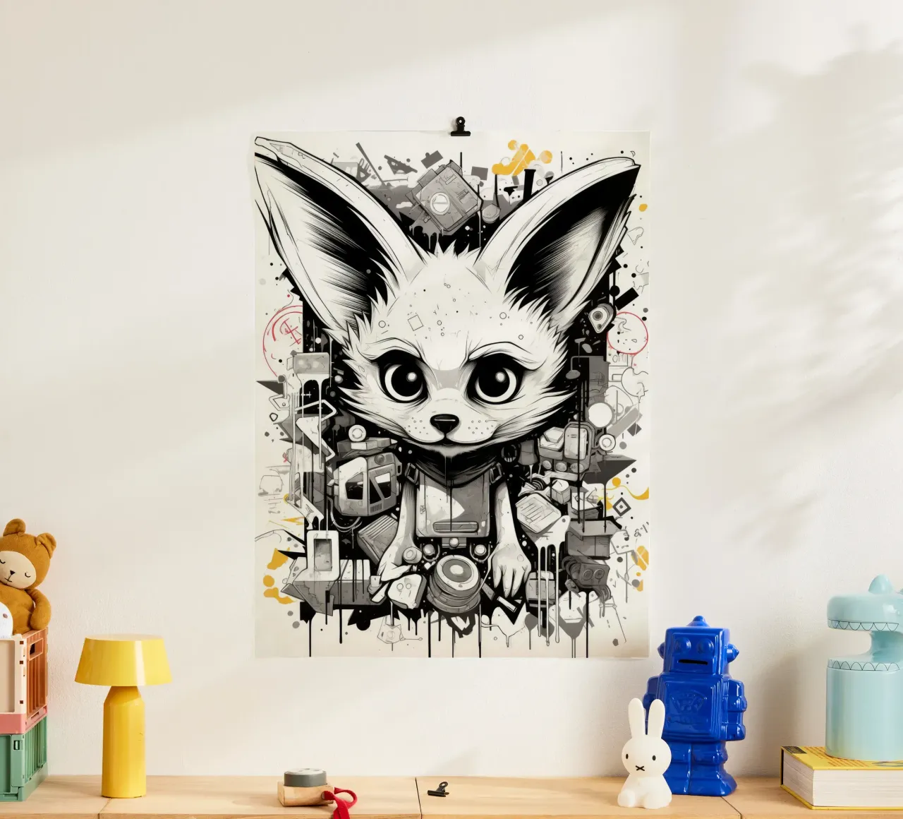 animali graffiti poster con telaio in legno da Art Digital Visuel