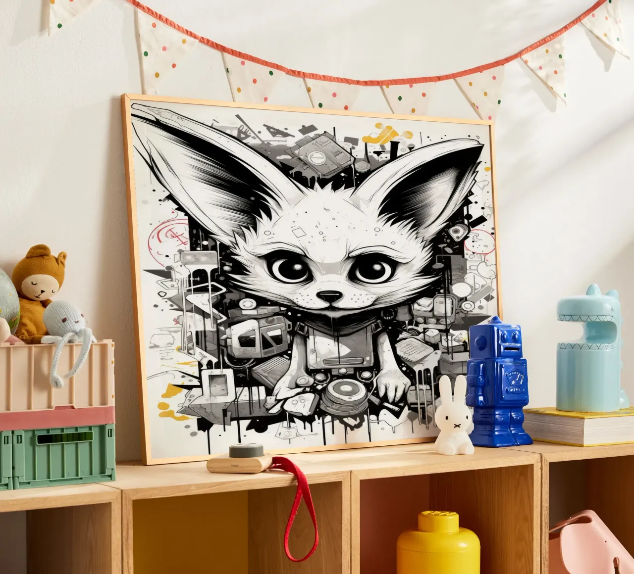 animali graffiti poster con telaio in legno da Art Digital Visuel