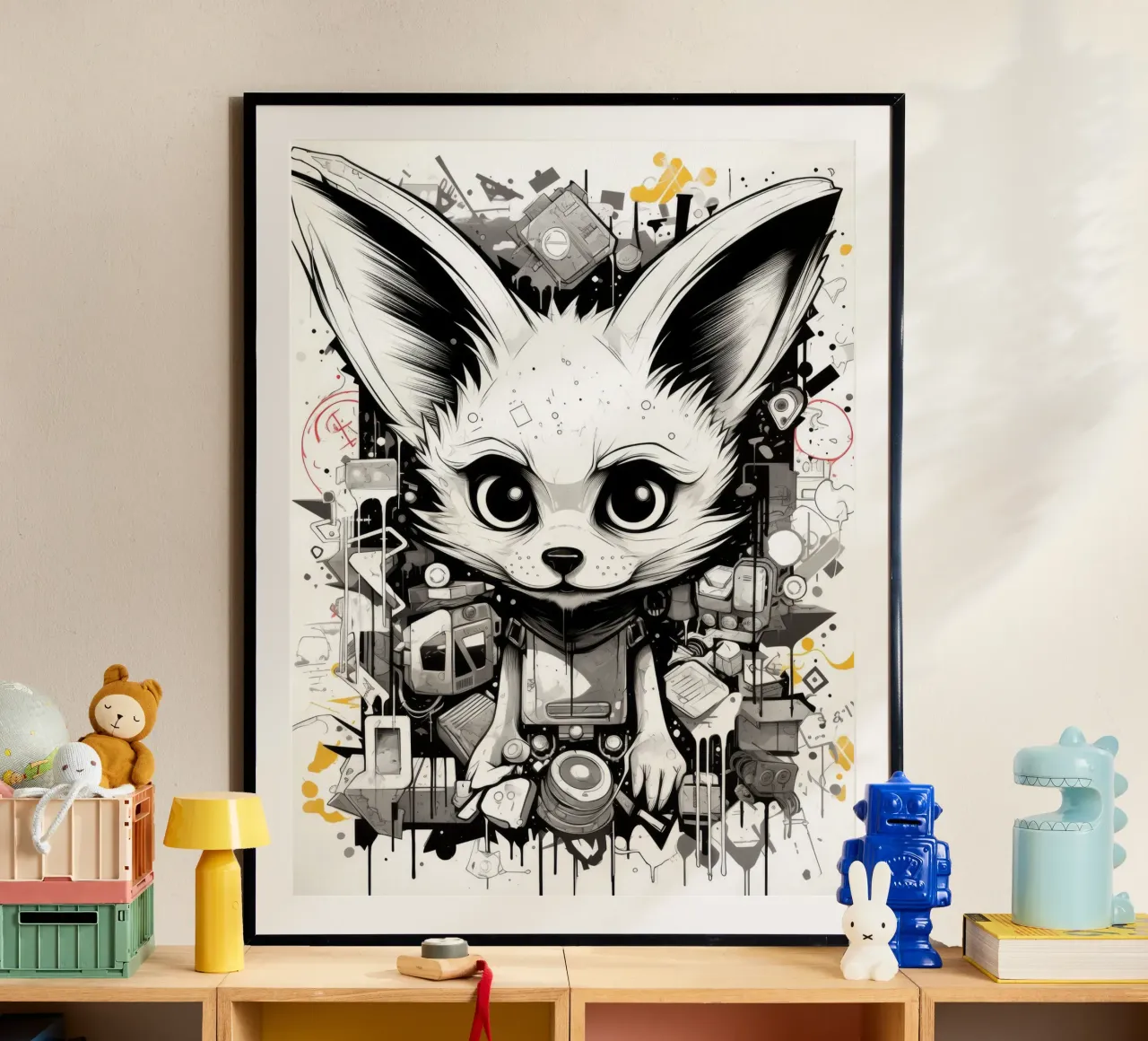 animali graffiti poster con telaio in legno da Art Digital Visuel