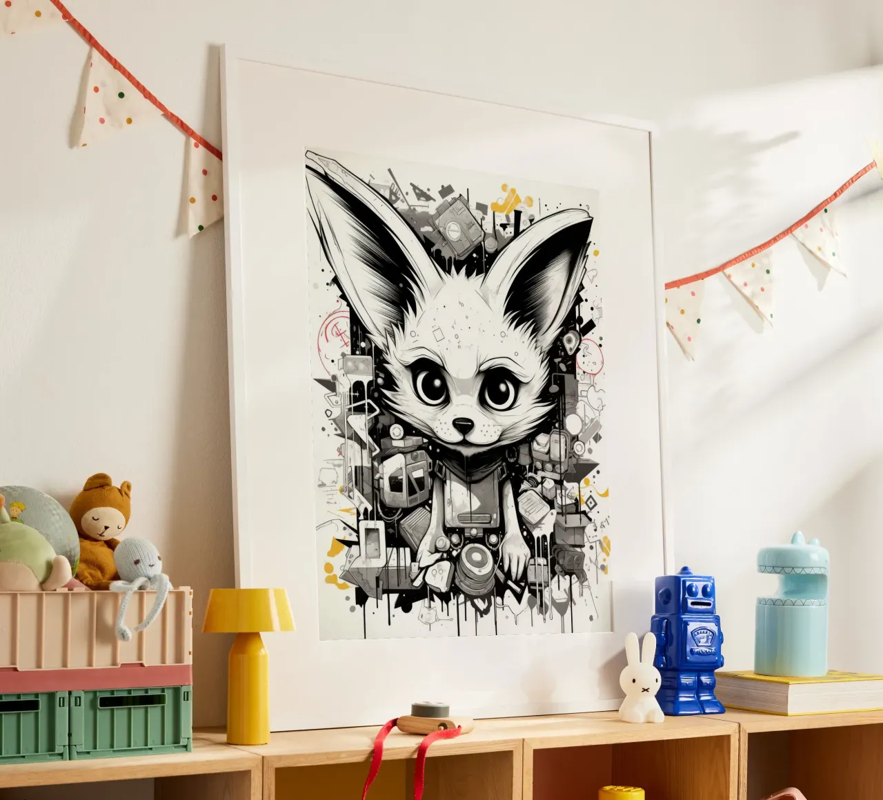 animali graffiti poster con telaio in legno da Art Digital Visuel