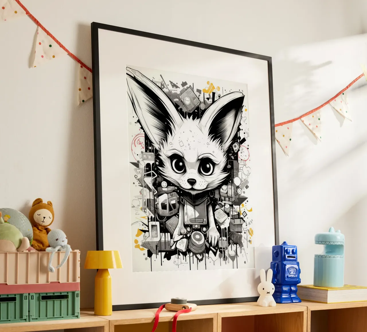 animali graffiti poster con telaio in legno da Art Digital Visuel