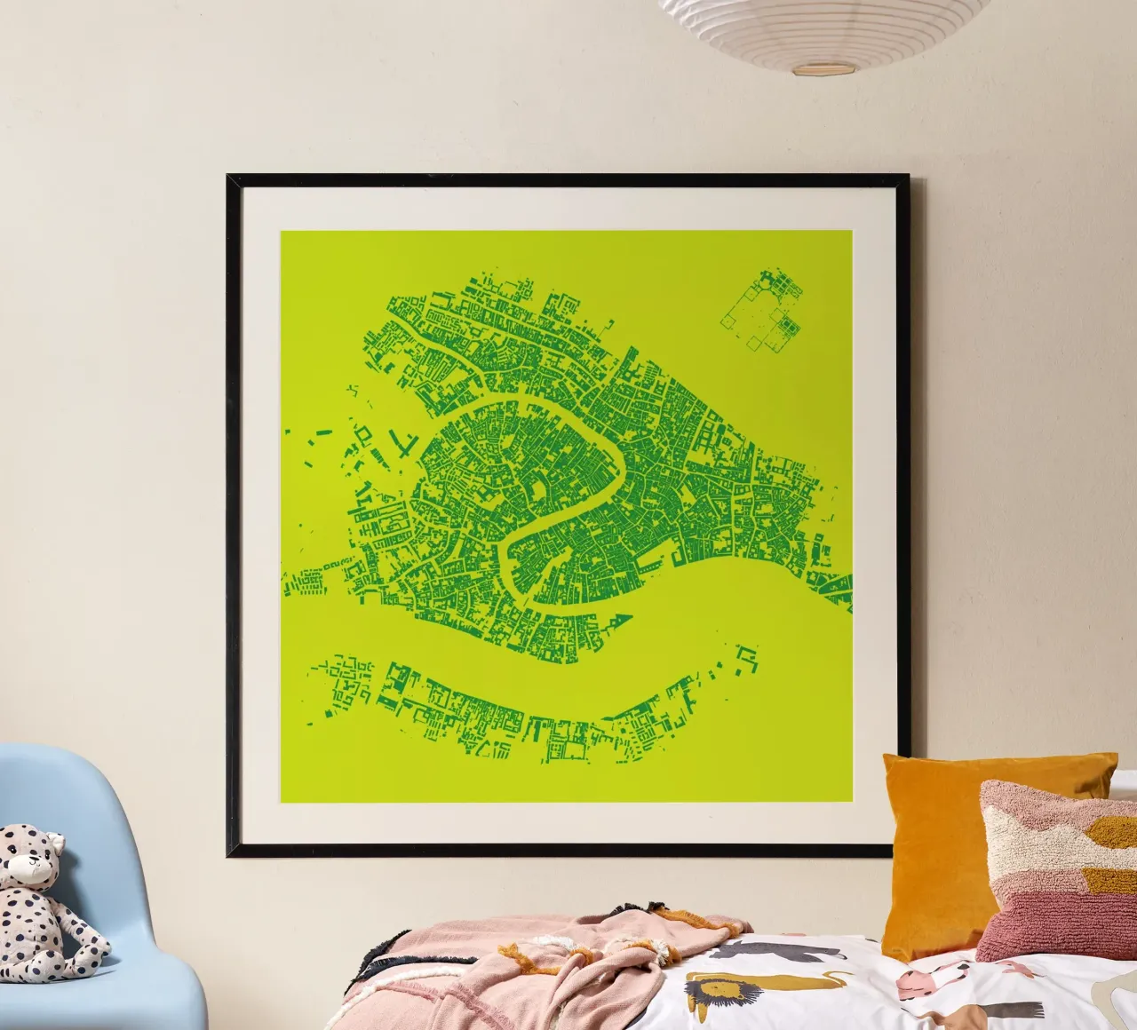 Venice Green poster met kunststof frame van Urban Maps