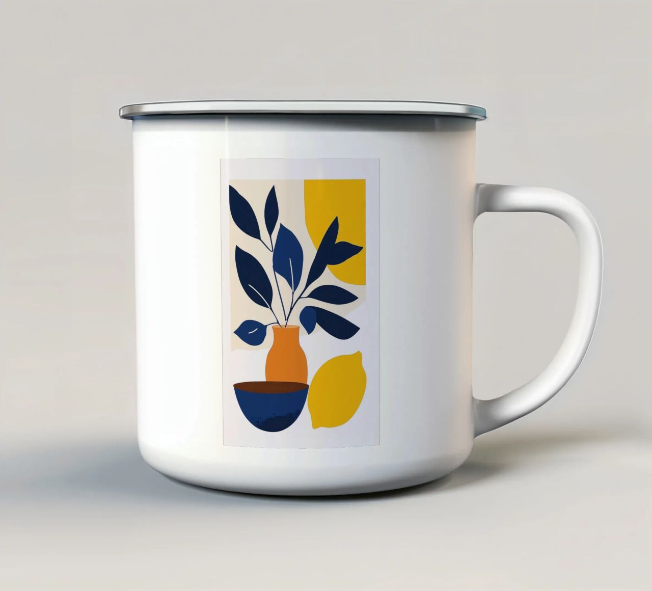 Nature Morte Minimaliste: vaso in terracotta e limone tazza in smalto da studiofox