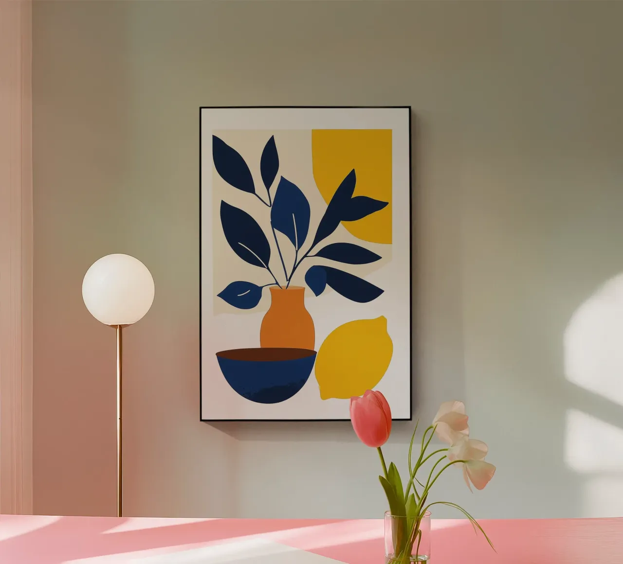 Nature Morte Minimaliste: terracotta and lemon pot acrylic glass by studiofox