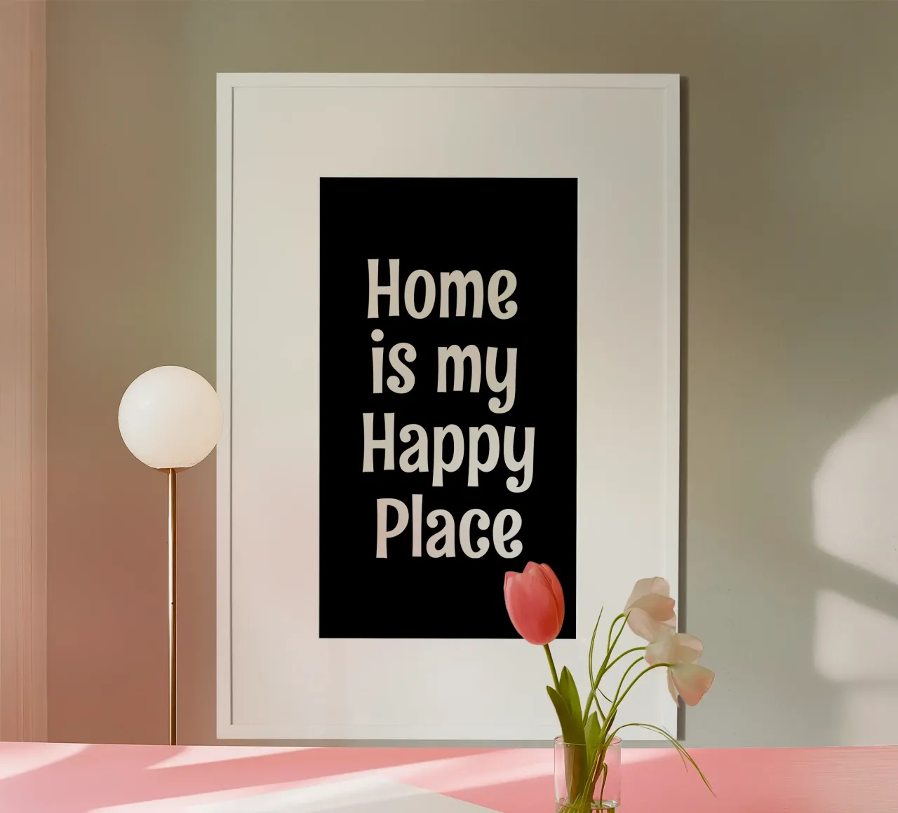 Home is my happy place poster avec cadre en bois de happieeagle