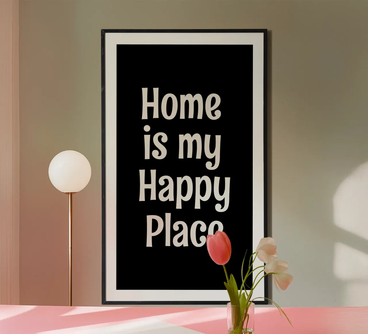 Home is my happy place poster avec cadre en bois de happieeagle