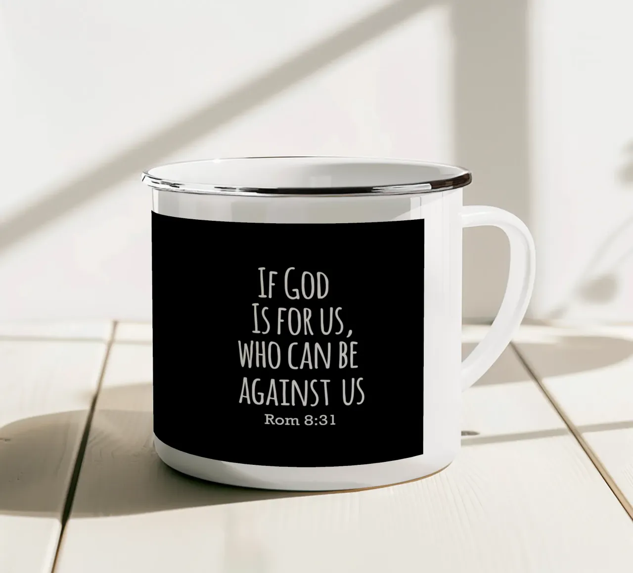 If God is for us, Who can be against us Romans 8 31 tazza in smalto da happieeagle