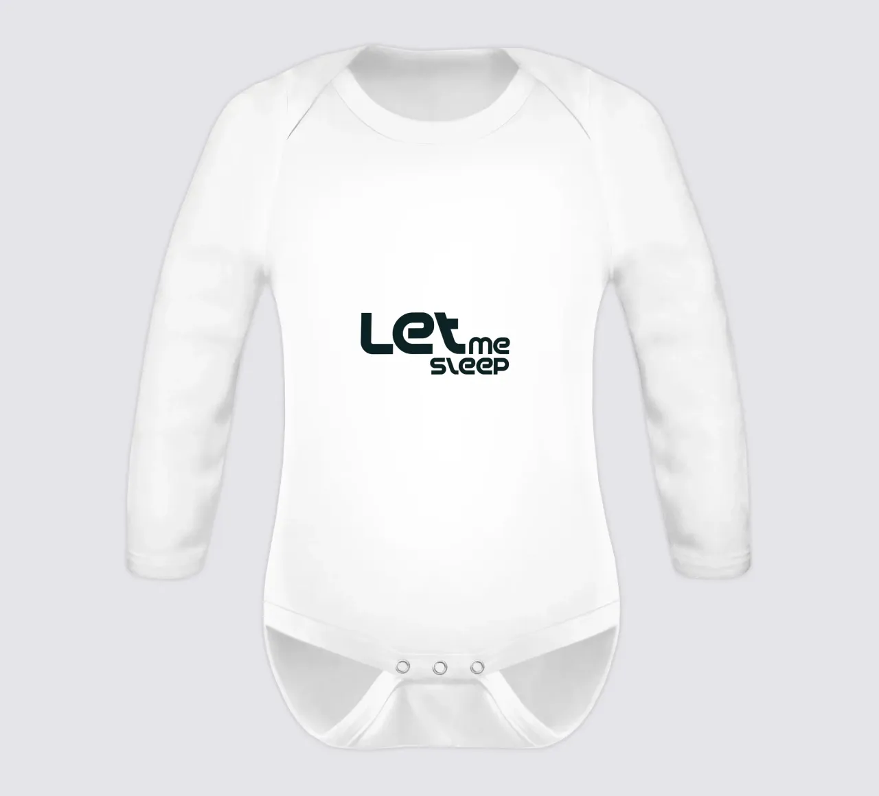 Left Me Sleep Simple Minimalist Typography long-sleeve baby romper by YV TYPOGRAPHY