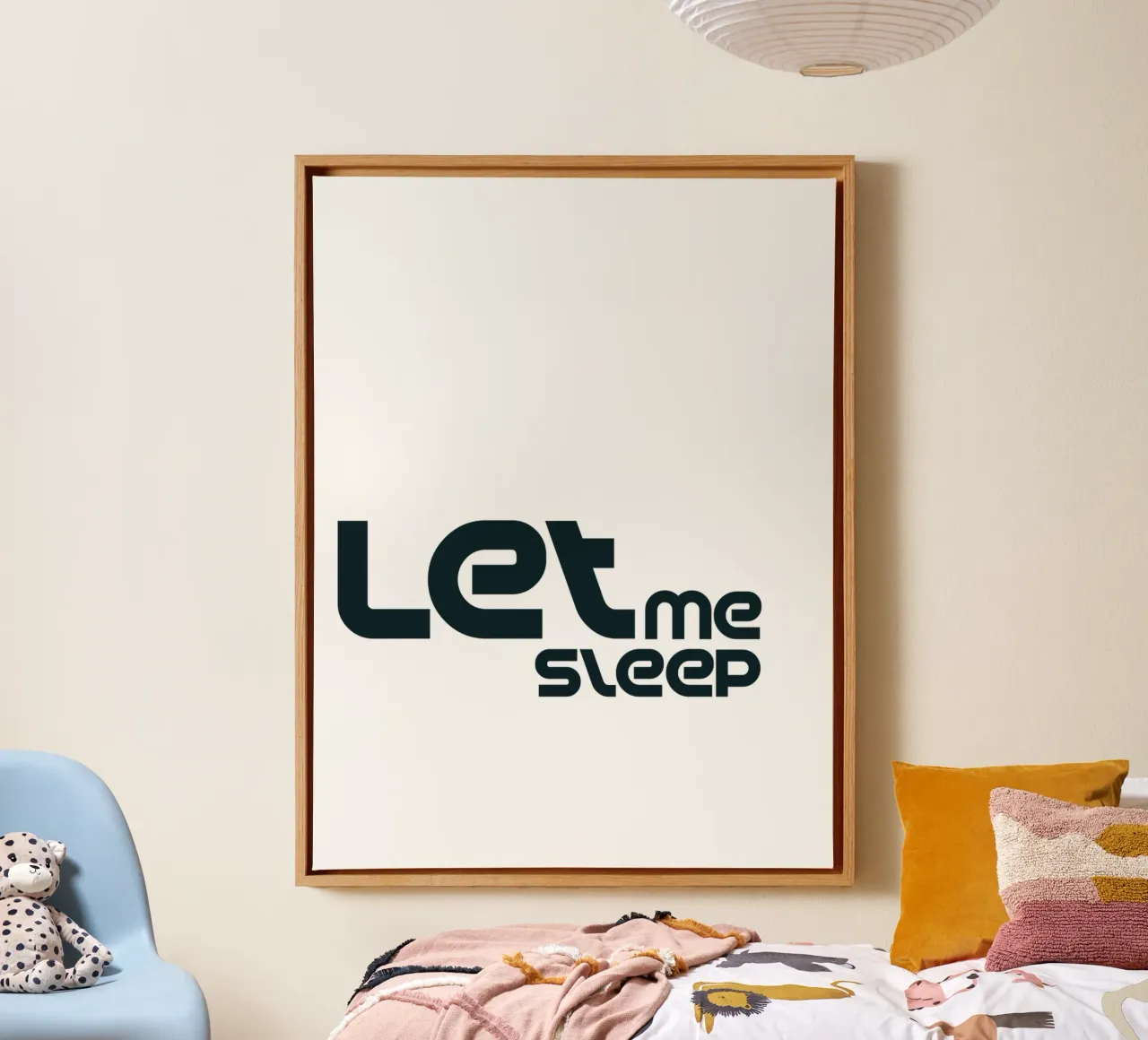 Left Me Sleep Simple Minimalist Typography canvas with Floater frame by YV TYPOGRAPHY