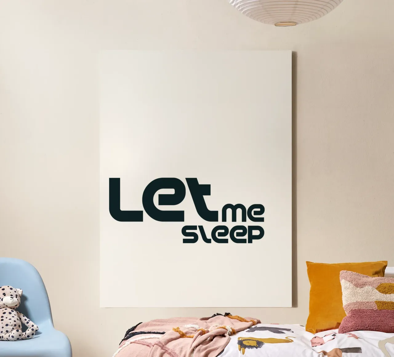 Left Me Sleep Simple Minimalist Typography canvas with Floater frame by YV TYPOGRAPHY